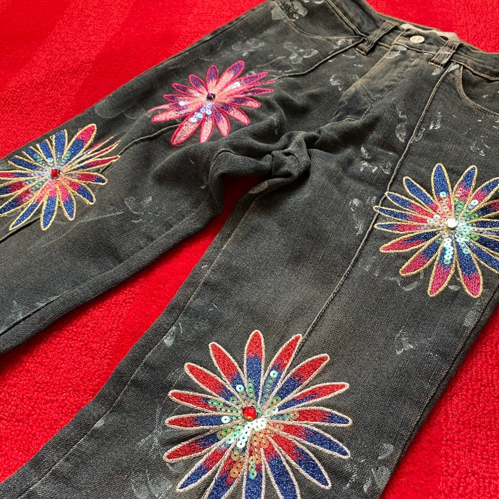 Versace Vintage Flower Patch Jeans